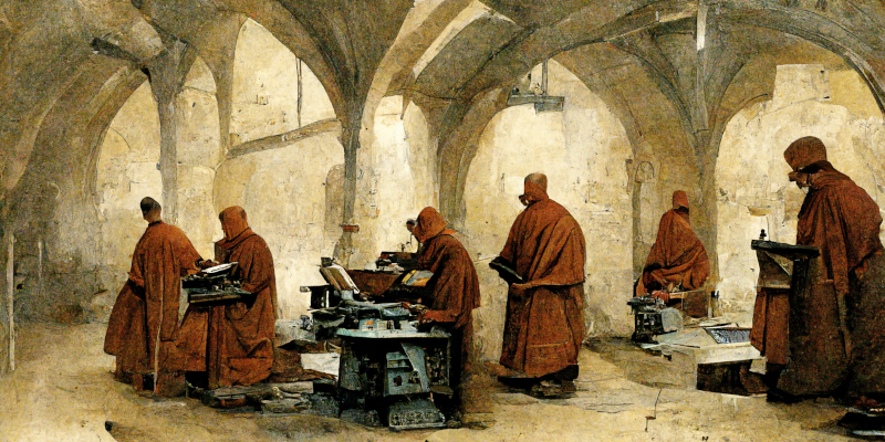 Robot monks in a medieval scriptorium 